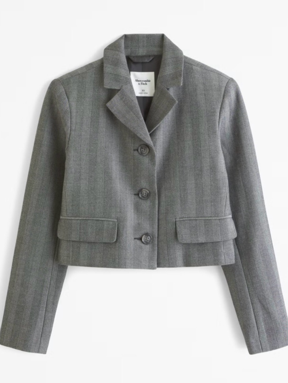 NWOT Abercrombie & Fitch Gray Pinstripe Cropped Blazer